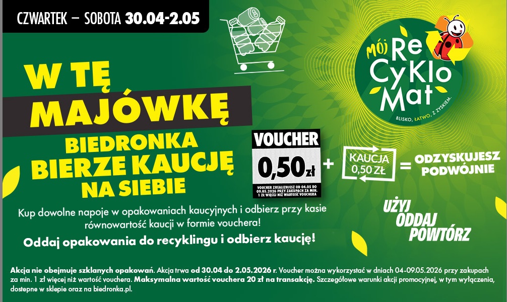 DARMOWA KAUCJA za opkakowania kaucyjne w postaci VOUCHERA