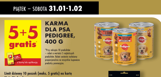 Karma dla psa Pedigree 5+5 gratis
