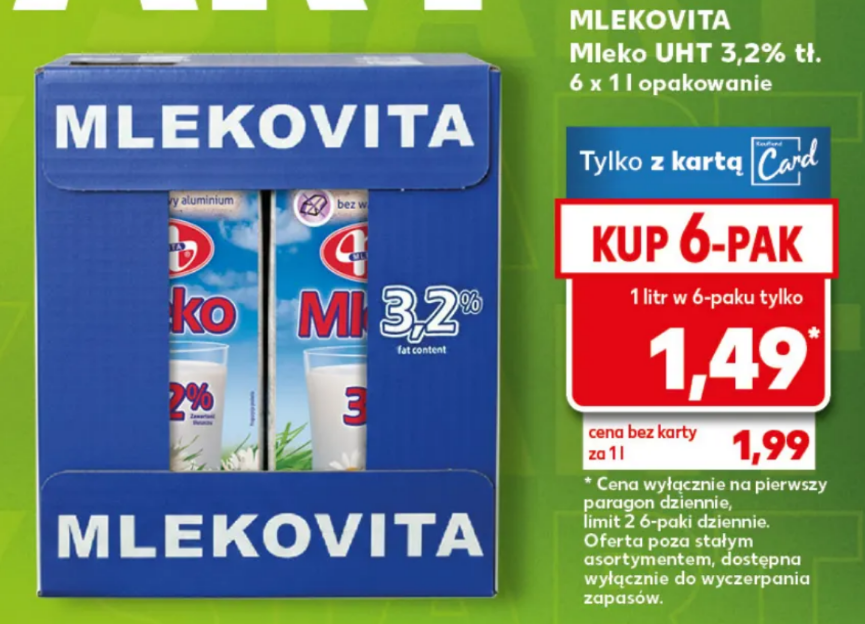 Mleko UHT 3,2% Mlekovita w Kauflandzie