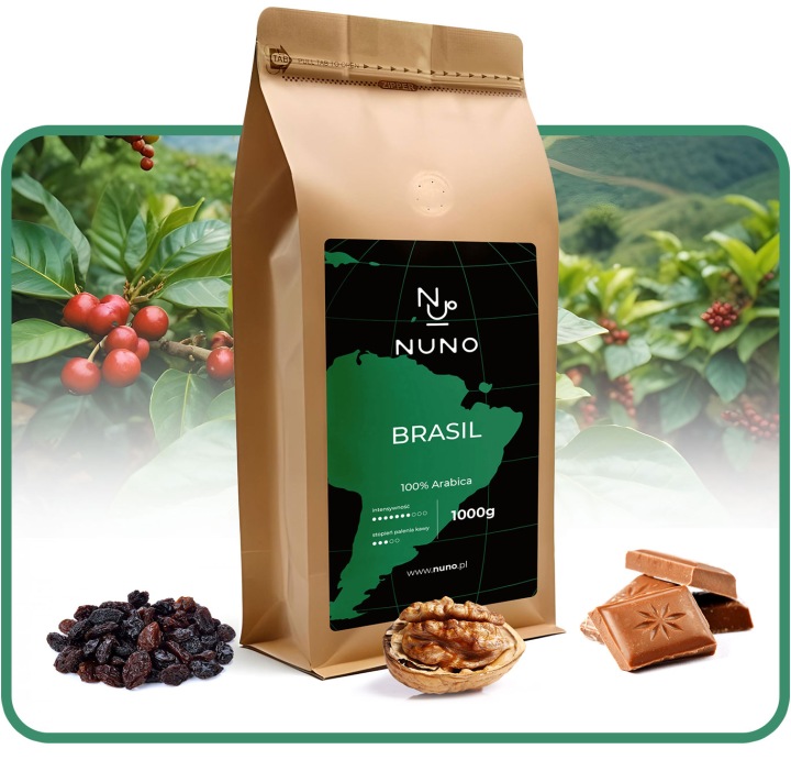 Kawa ziarnista 100% Arabica Nuno Brasil 2kg, Świeżo palona