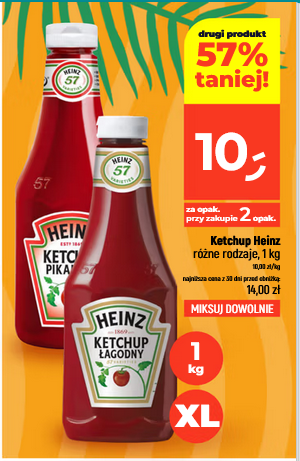Ketchup Heinz, 1 KG, pikantny i łagodny (przy zakupie 2 op.)