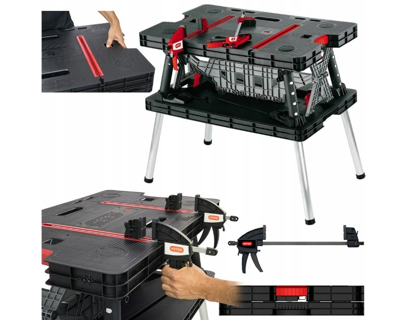 KETER Stół warsztatowy/roboczy 237005 + 2 ściski