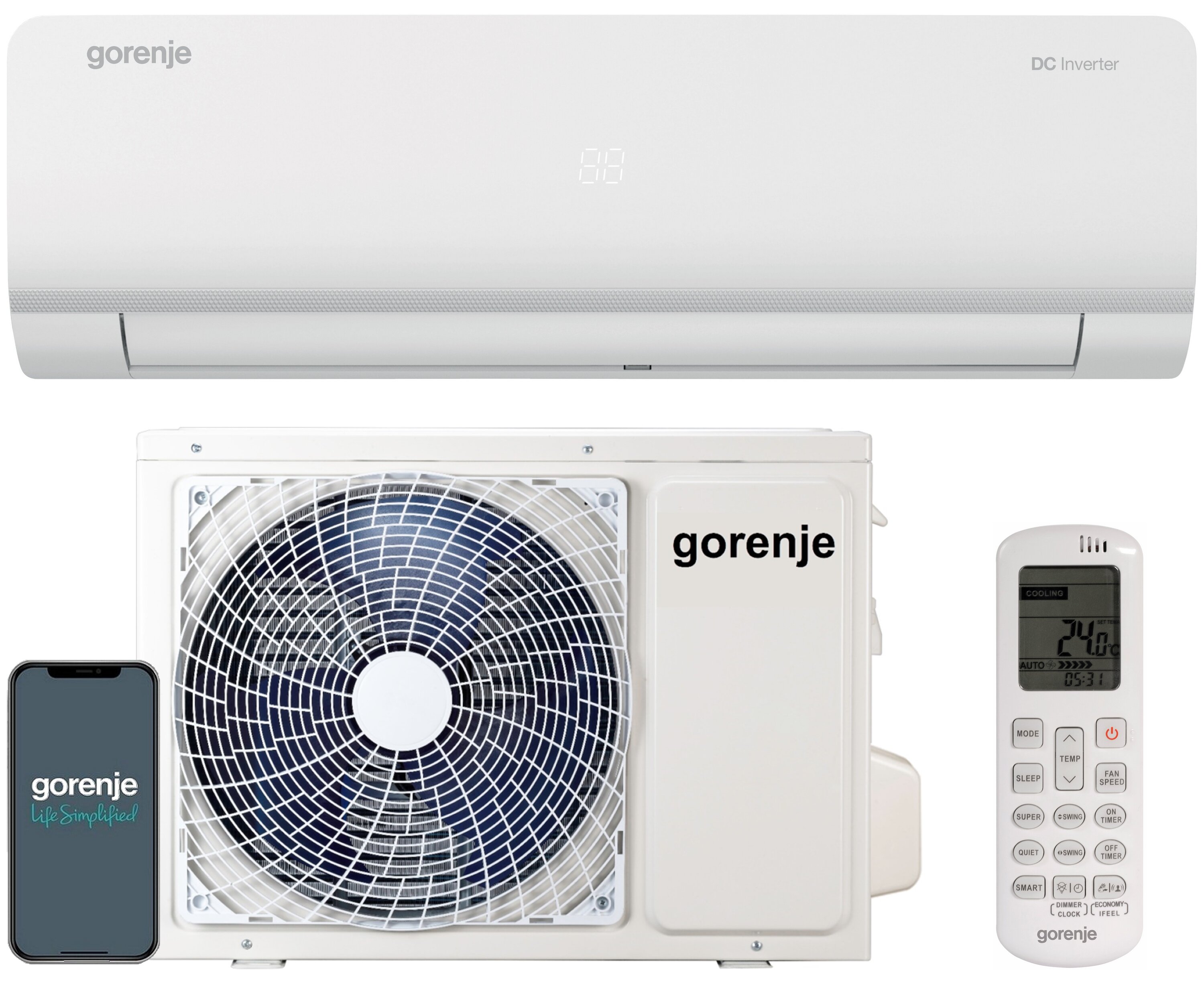 Klimatyzator Split, Pompa ciepła powietrze - powietrze GORENJE REA26IN KC REA26OUT KC