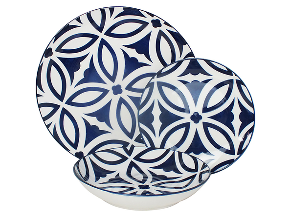 Komplet obiadowy porcelanowy Lagos 18 el. niebieski