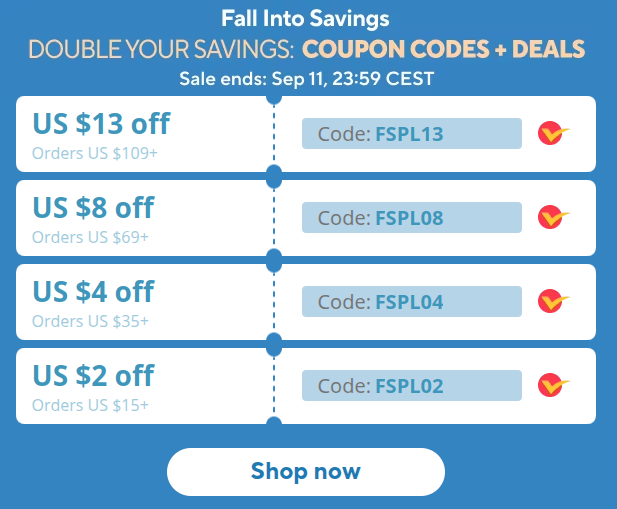 Kupony Aliexpress Fall Into Saving do 11 września