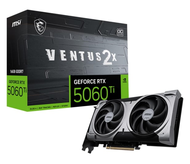 Karta Graficzna MSI GeForce RTX 5060 Ti Ventus 2X OC Plus 16GB GDDR7 DLSS4