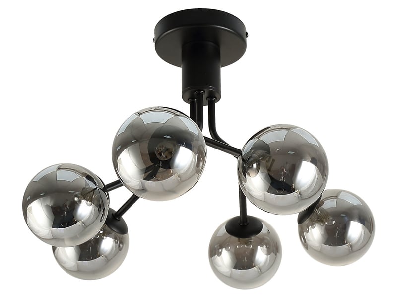 Lampa sufitowa Momax Ovo 6-punktowa szklana czarny chrom