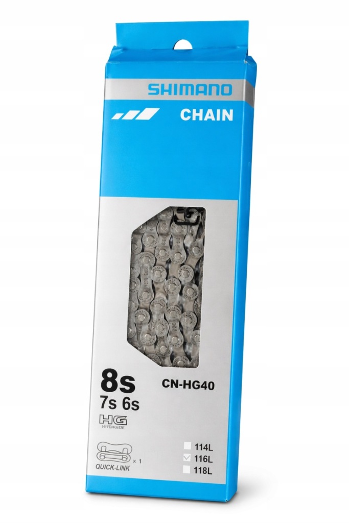 Łańcuch rowerowy Shimano 6/7/8s, 8 rzędowy, 116 ogniw CN-HG40