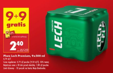 Piwo Lech puszka 0.5l - 9+9 gratis