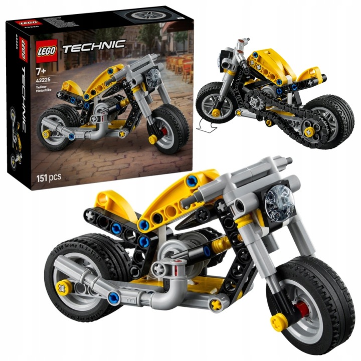 LEGO 42225 Technic Żółty motocykl Motor Realistyczny Model Motoryzacji
