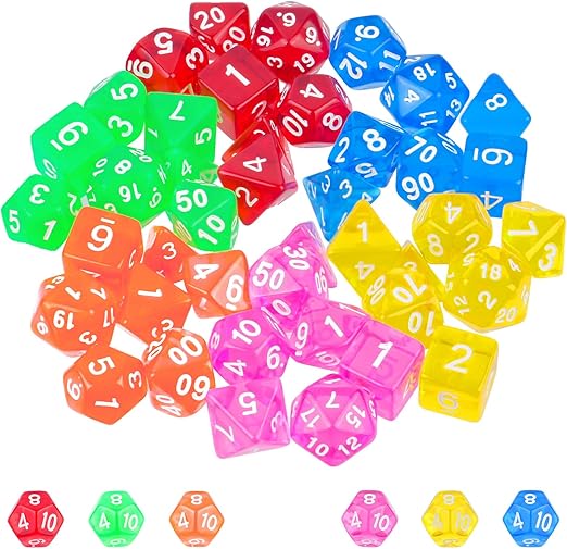 Kości do gier planszowych / RPG 42 sztuki D4 D6 D8 D10 D12 D20