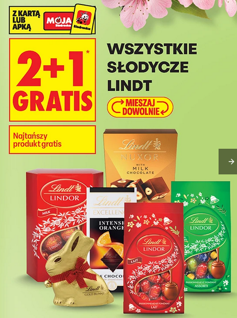 Wszystkie słodycze Lindt (2+1 GRATiS)
