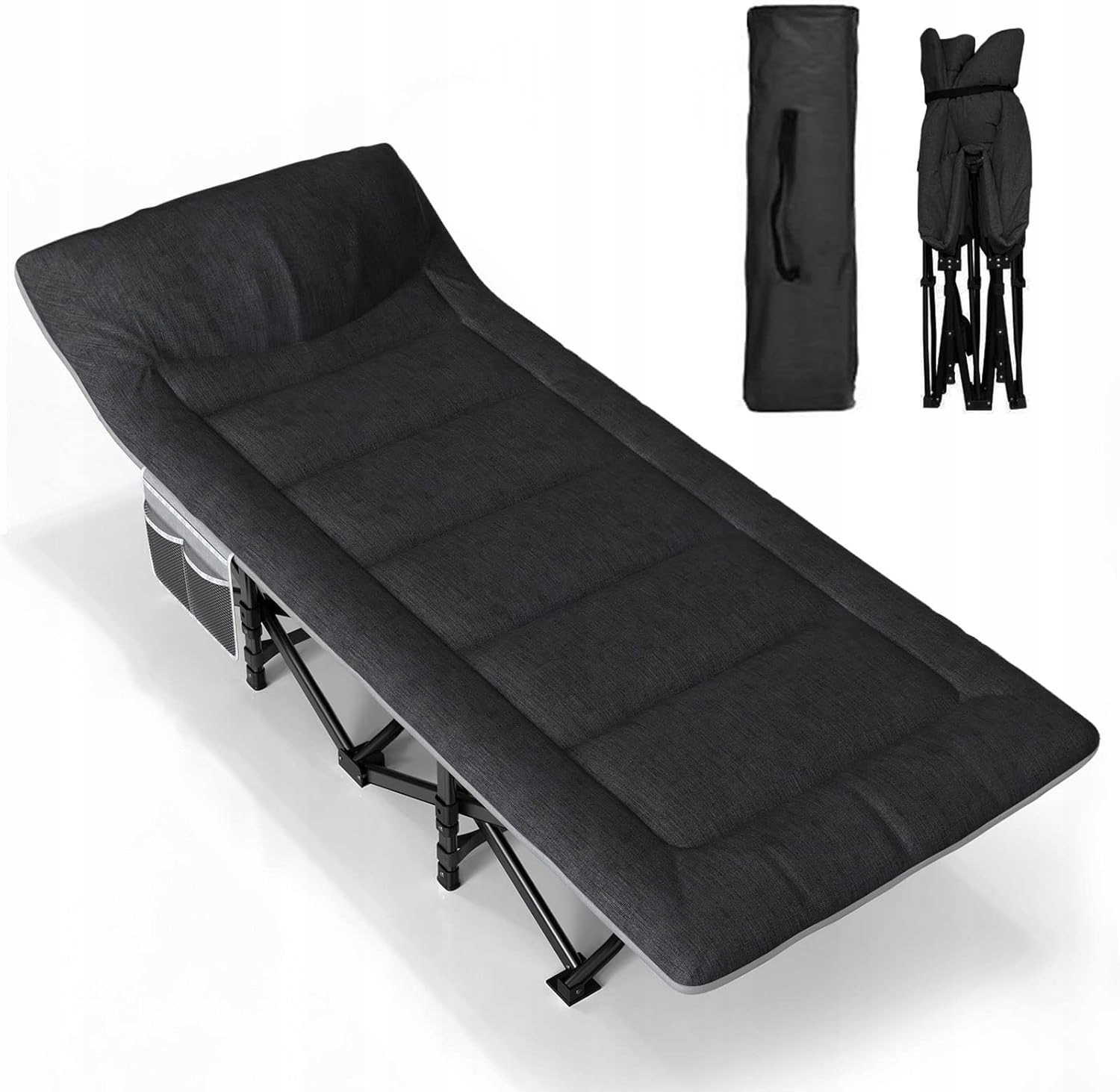 ATORPOK Black Comfort 190x65 – Składane Łóżko z Materacem dla Wymagających