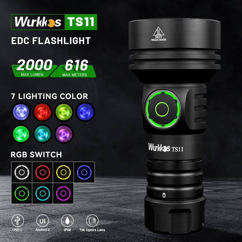 Latarka Wurkkos TS11 Mini (możliwe ~81zł) - mini szperacz, moc 2000lm, zasięg 618m, ogniwo 1100mAh, USB-C, Anduril 2.0, IP68