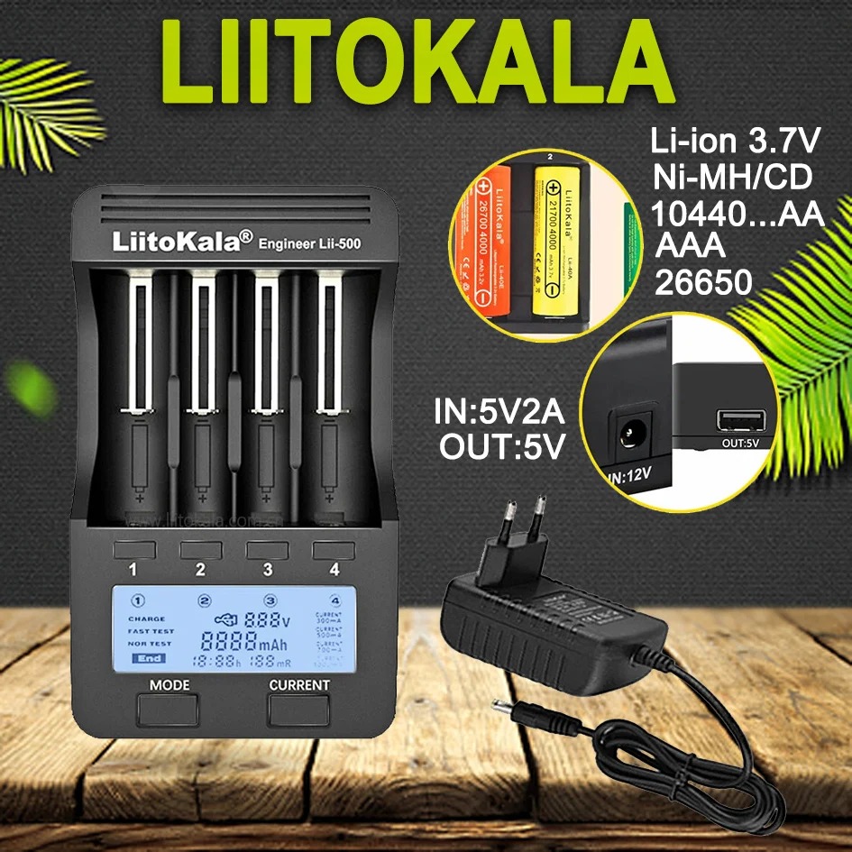 LiitoKala Lii-500 z zasilaczem - ładowarka do akumulatorków Li-ion, Ni-MH, Ni-CD // $17.53 (możliwe ~50zł w monetach)