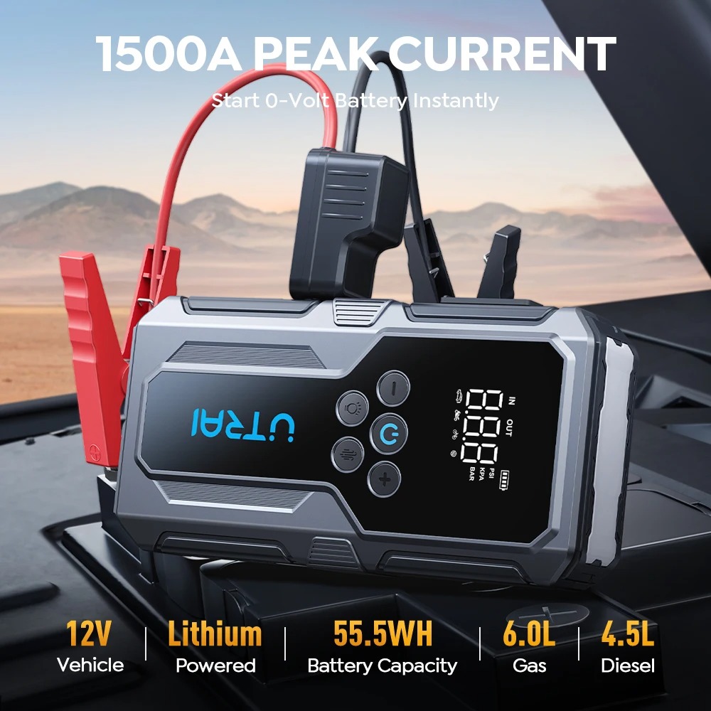 UTRAI JS-9 1500A 15000mAh 150PSI - powerbank rozruchowy z kompresorem (dostawa z Polski)