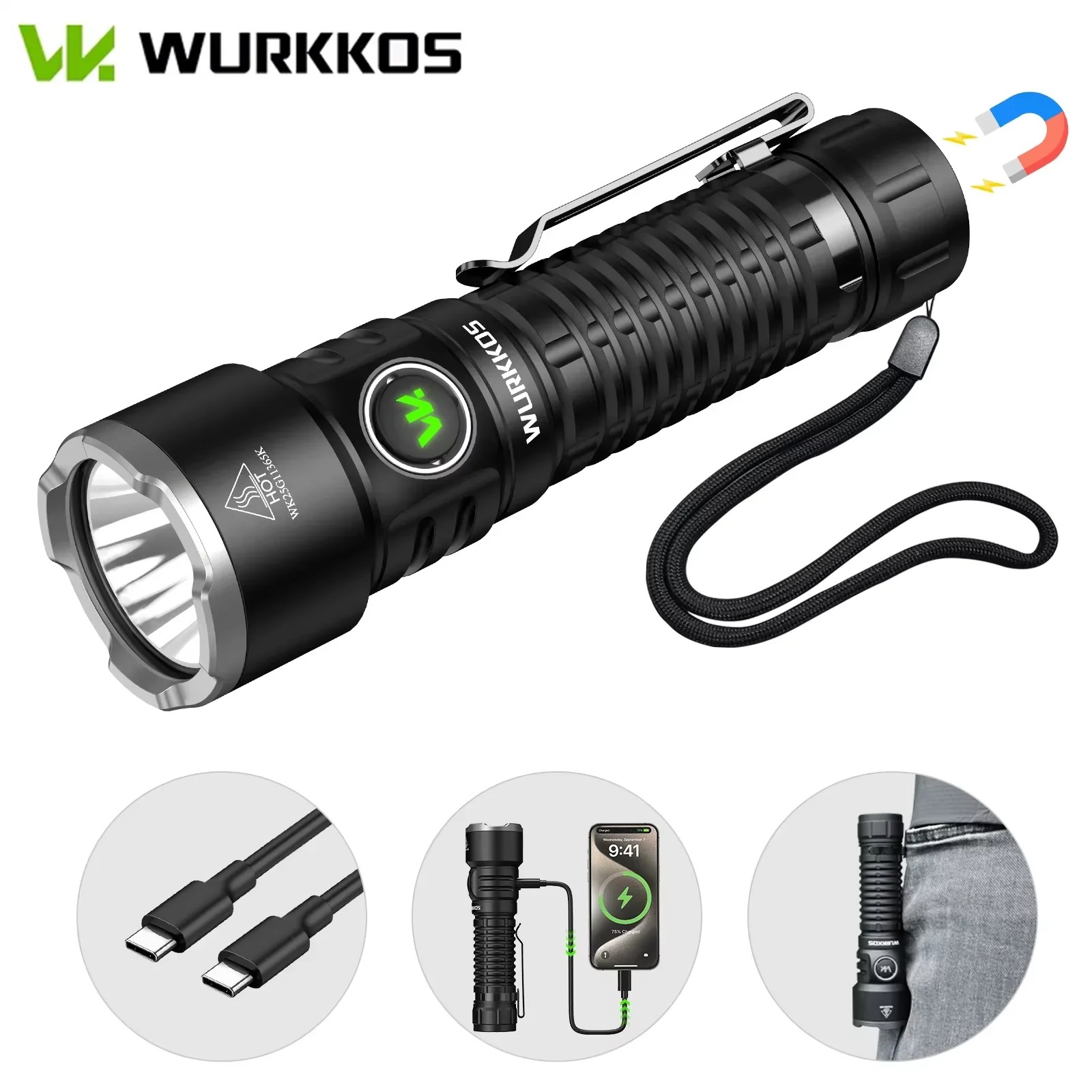 Latarka Wurkkos TS28 (PREMIERA) - moc 3200lm (SFT70 6500K), zasięg 506m, akumulator 5000mAh, funkcja powerbank, USB-C, IPX8, szperacz