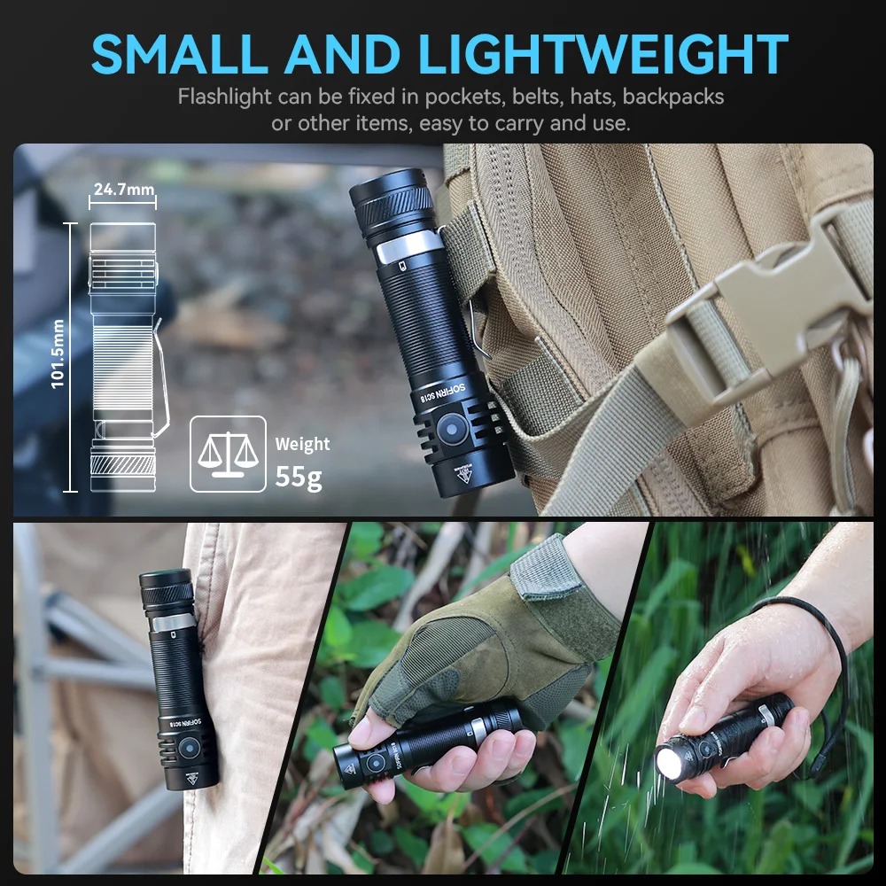 Latarka Sofirn SC18 - moc 1800lm, akumulator 3000mAh, wbudowana ładowarka, IP68