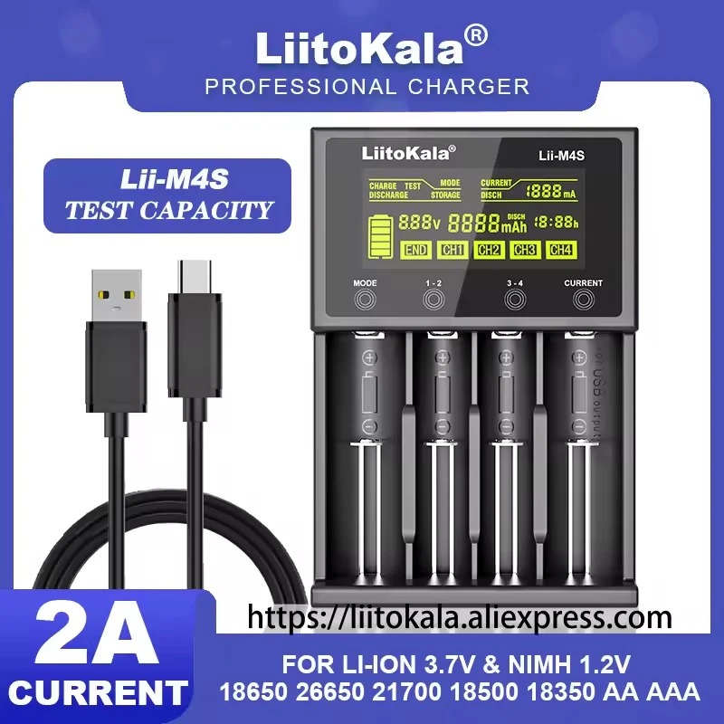 LiitoKala Lii-M4S - ładowarka do akumulatorków Li-ion, Ni-MH, Ni-CD 