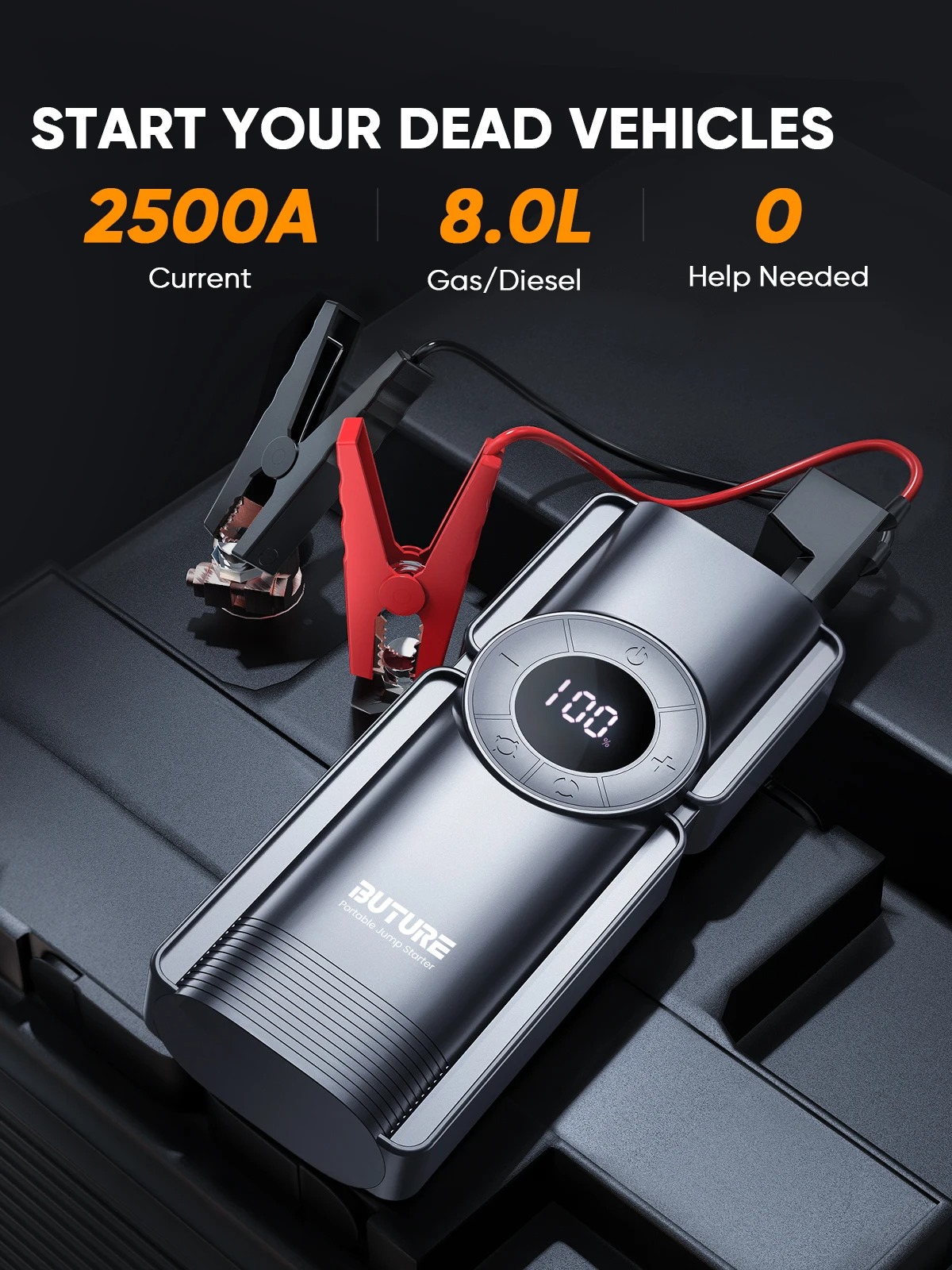 Powerbank rozruchowy z kompresorem Buture 20000mAh 2500A 150PSI (wysyłka z Polski)