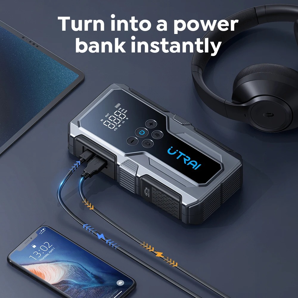 UTRAI JS-9 1500A 15000mAh 150PSI - powerbank rozruchowy z kompresorem (dostawa z Polski)
