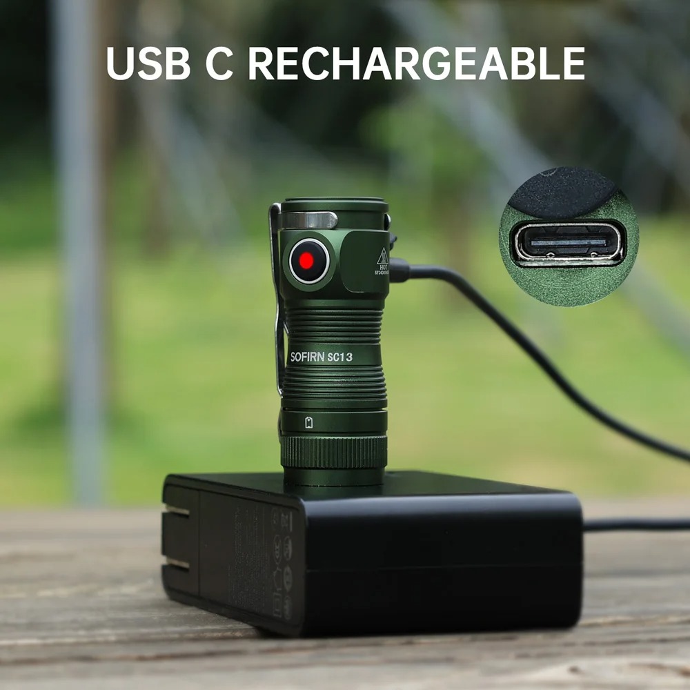 Latarka Sofirn SC13 za $13.01 (możliwe ~34zł w monetach) - moc 1300lm, waga 40g, akumulator 1100mAh 18350, wejście USB-C, dostawa z Polski