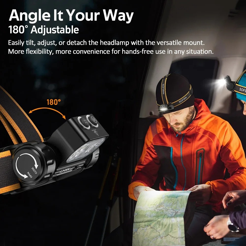 Latarka czołowa Sofirn HS22 (możliwe ~103zł) - moc 2500lm, zasięg 260m, ogniwo 4000mAh, regulacja barwy 2700-6500K, USB-C, IP66 - $29.21