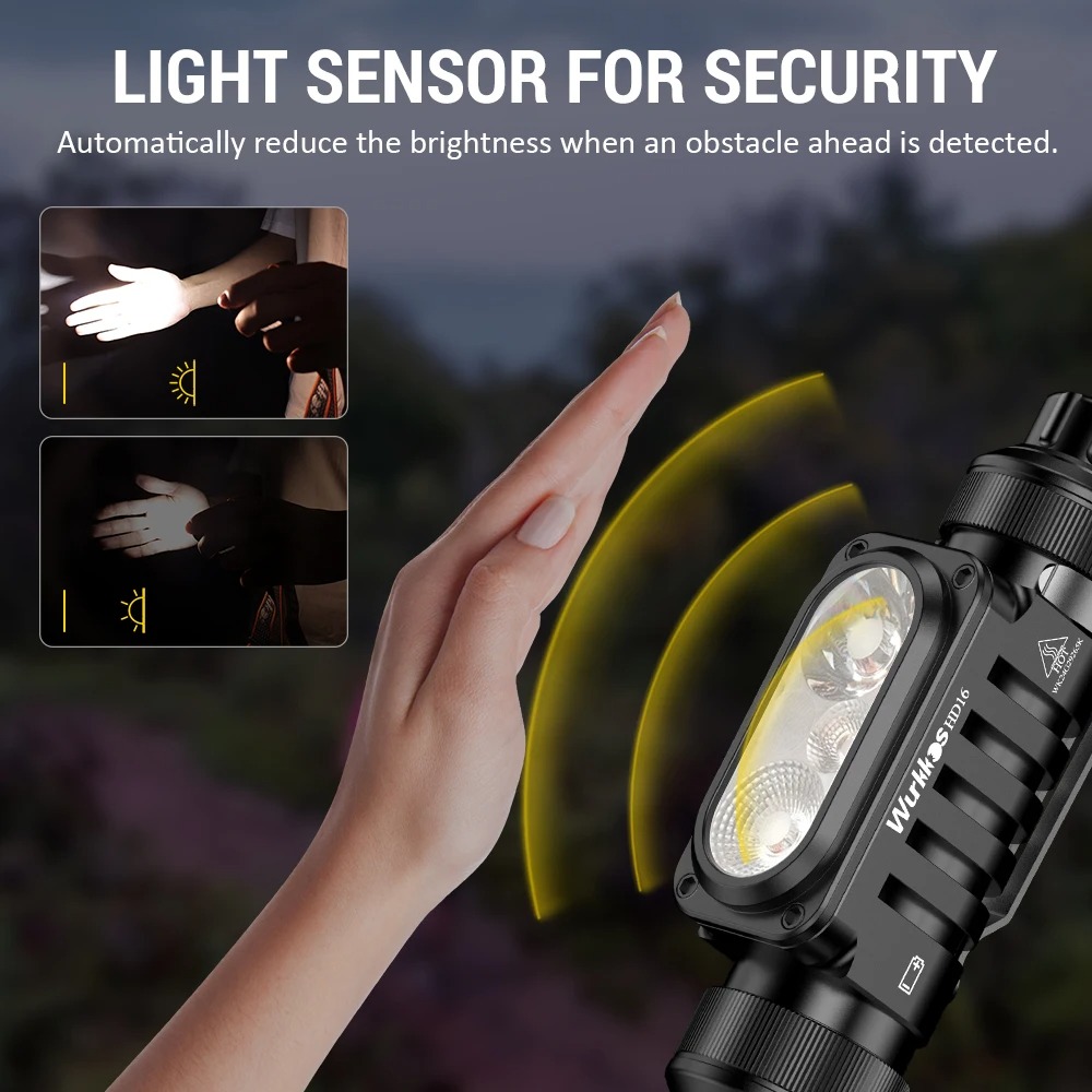 Latarka czołowa Wurkkos HD16 (możliwe ~73zł z monetami) - moc 2500lm, zasięg 296m, ogniwo 3000mAh, białe i czerwone światło, magnes