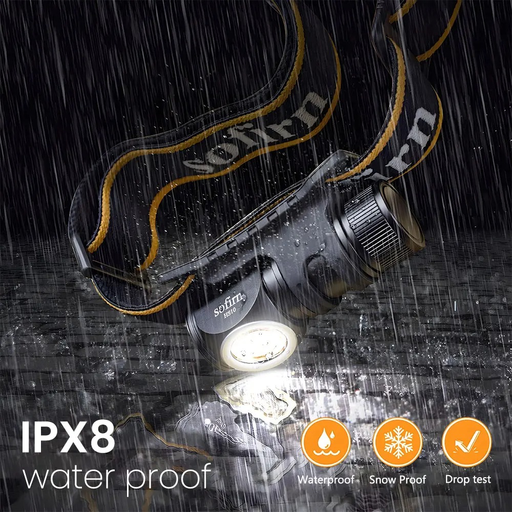 Latarka czołowa Sofirn HS10 - moc 1100lm, barwa 4000/5000K, waga 37g, akumulator 800mAh, USB-C, czołówka, magnes (dostawa z Polski)