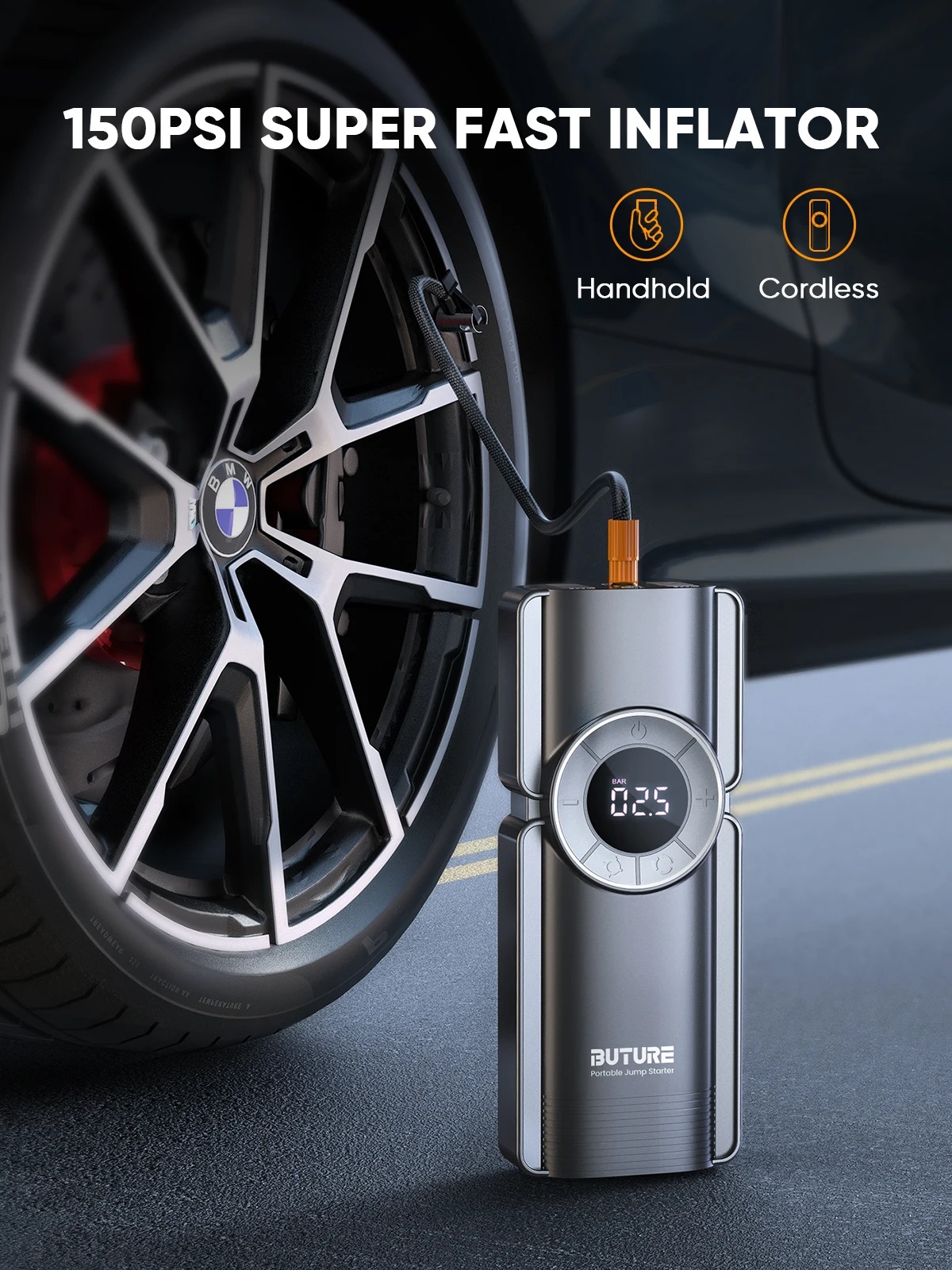 Powerbank rozruchowy z kompresorem Buture 20000mAh 2500A 150PSI (wysyłka z Polski)