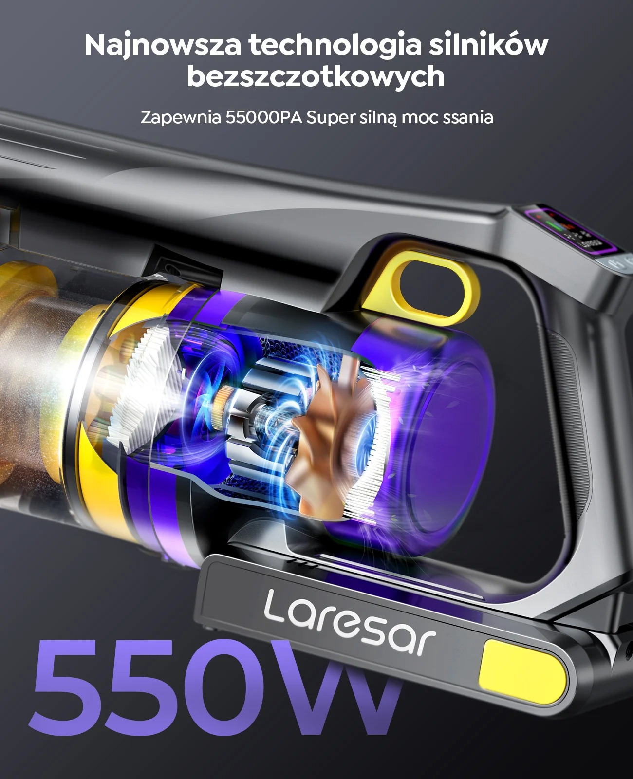 Odkurzacz pionowy Laresar X11 550W 55kPA (instrukcja zakupu w opisie) - dostawa z Polski