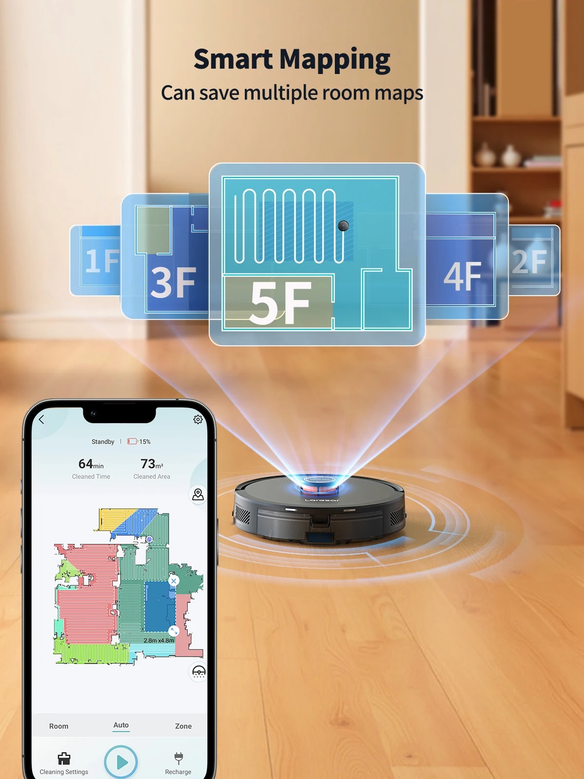 Robot sprzątający Laresar L20+ ze stacją samooczyszczania | moc 5000Pa, funkcja mopowania, Nawigacja LiDAR (wysyłka z Polski)