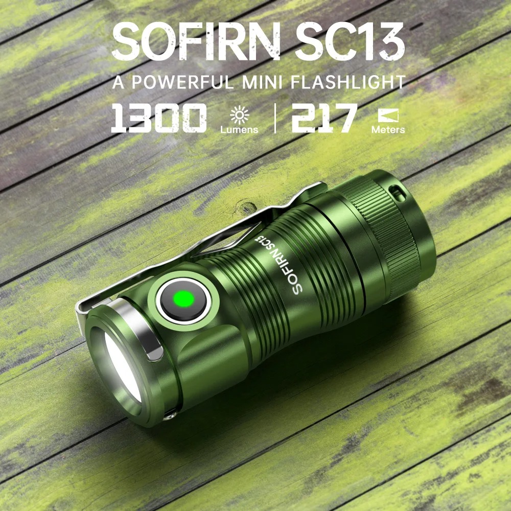 Latarka Sofirn SC13 za $13.01 (możliwe ~34zł w monetach) - moc 1300lm, waga 40g, akumulator 1100mAh 18350, wejście USB-C, dostawa z Polski