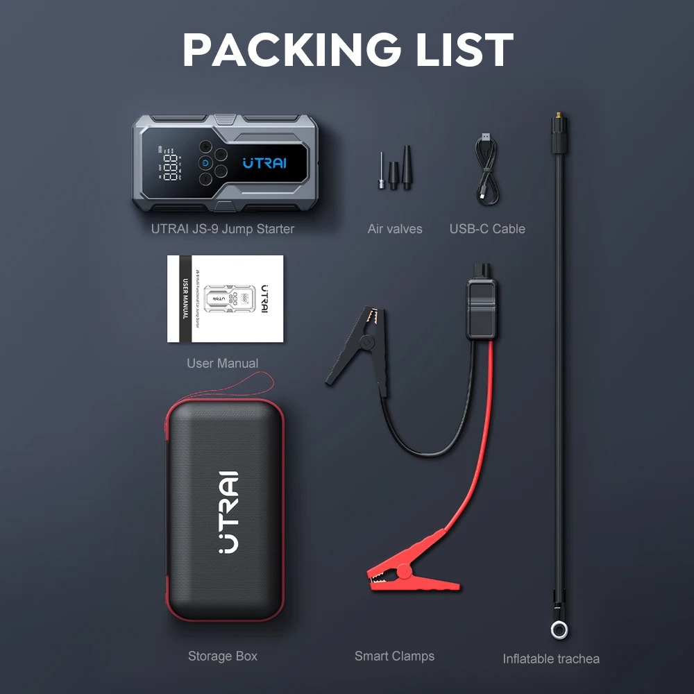 UTRAI JS-9 1500A 15000mAh 150PSI - powerbank rozruchowy z kompresorem (dostawa z Polski)