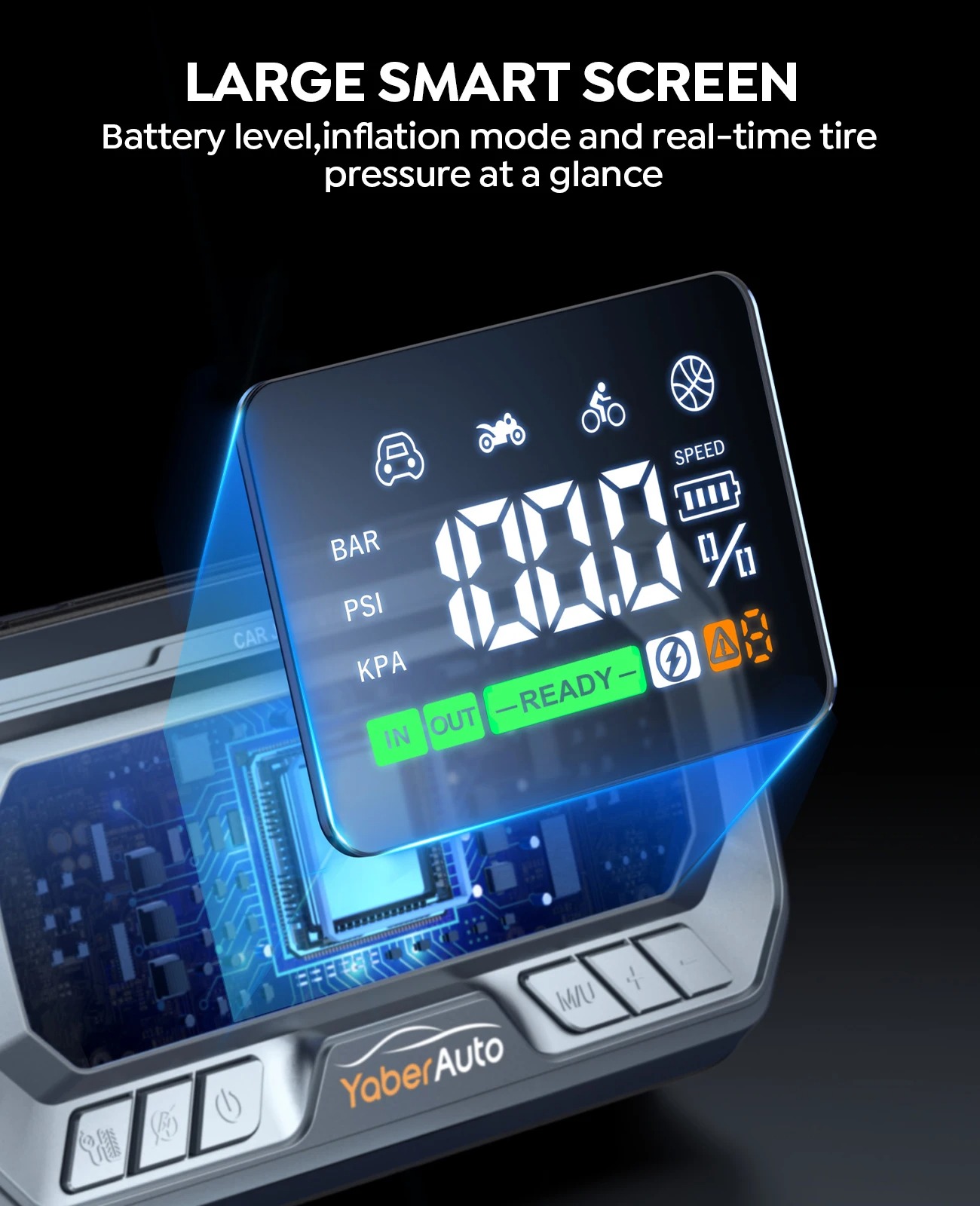 Booster rozruchu Yaber YA90 26800mAh 6000A 160PSI PD65W - powerbank i kompresor