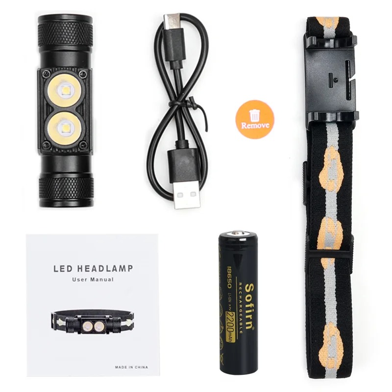 Latarka czołowa Sofirn H25L 1000lm - akumulator 2200mAh, 2*LH351D 5000K 90CRI, ładowanie USB-C, czołówka
