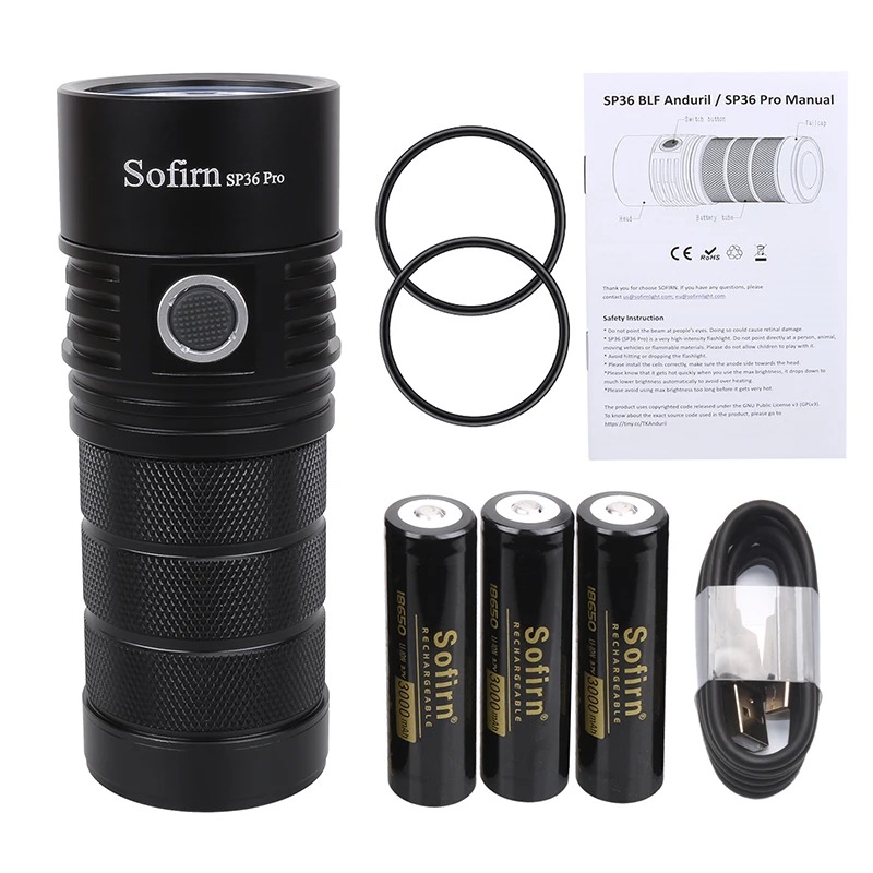 Latarka Sofirn SP36 Pro (wysyłka z Polski) - moc 8000lm (4xSST40), 3* 3000mAh 18650, USB-C, funkcja powerbank, Anduril 2.0