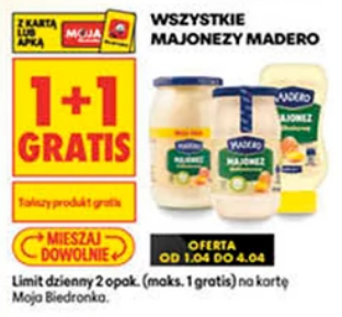 Wszystkie majonezy MADERO (1+1 GRATIS)
