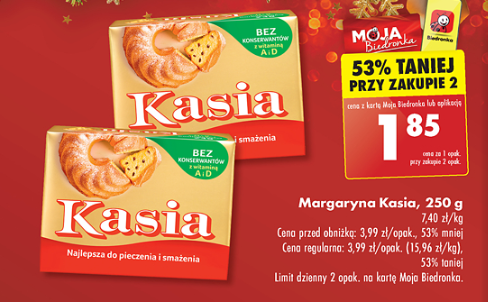 Margaryna Kasia 250g cena przy zakupie 2 sztuk w Biedronce