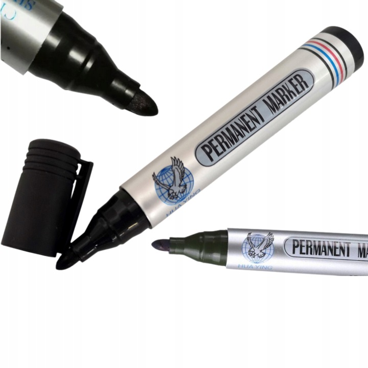 MARKER PERMANENTNY OKRĄGŁY CZARNY MAZAK WODOODPORNY SZKŁO DREWNO