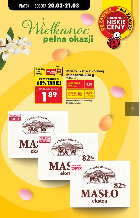 Masło Extra z Polskiej Mleczarni, 200 G (przy zakupie 3)