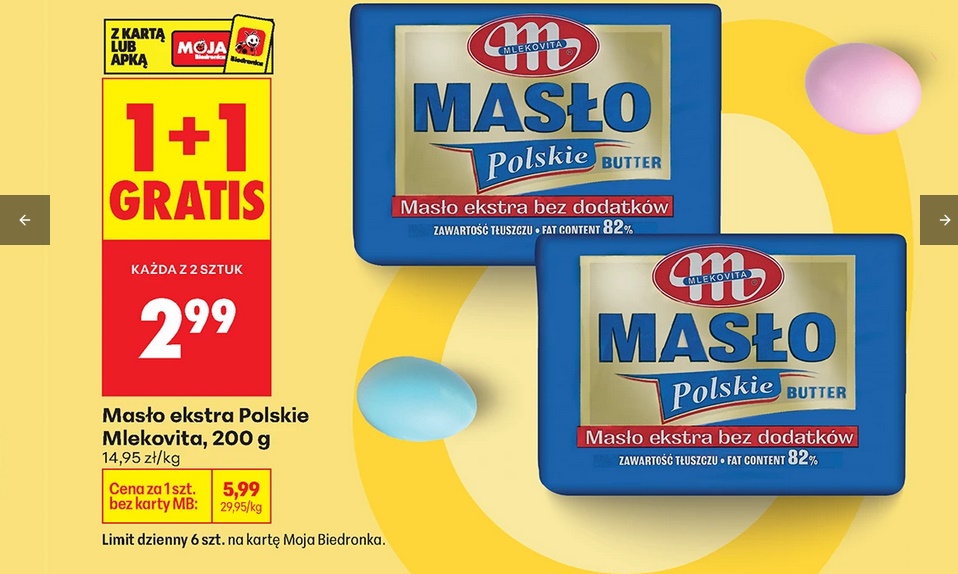Masło Extra polskie Mlekowita, 200 G (1+1 GRATiS)