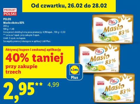 Maslo ekstra 83% PILOS w Lidlu