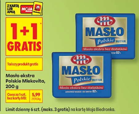Masło extra Polskie Mlekovita, 200g (1+1 GRATiS)