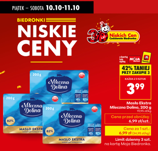 Promocja na masło za 3,99 zł w Biedronce w piątek i sobotę
