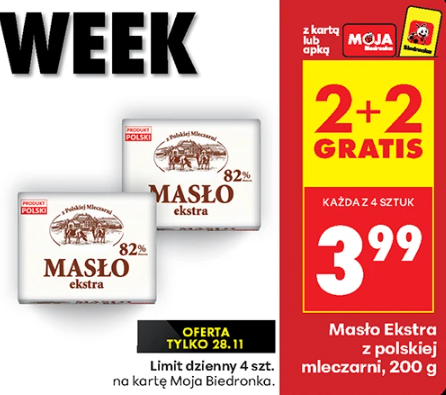 Promocja na masło w Biedronce 2+2 gratis na Black Week