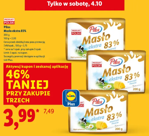 Tylko w sobotę Masło w LIDLU za 3,99 zł