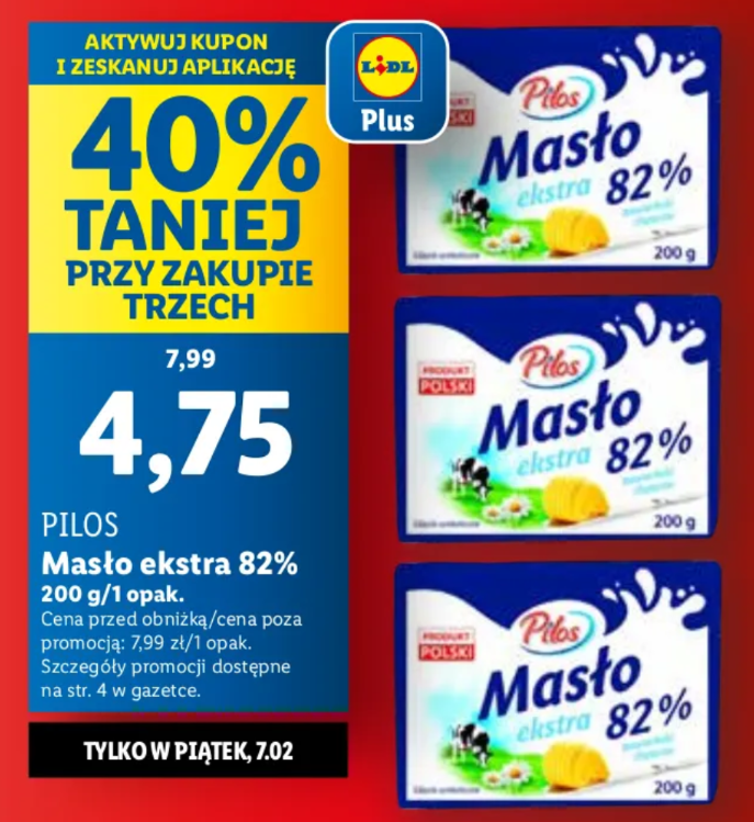 Promocja na Masło ekstra Pilos 82% w Lidlu tylko dziś