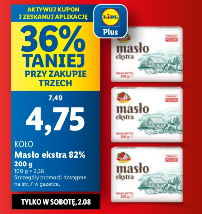 Masło ekstra KOŁO w Lidlu - w sobotę