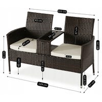 Sofa Ogrodowa Kent Dwuosobowa ze Stolikiem Technorattan Brązowa